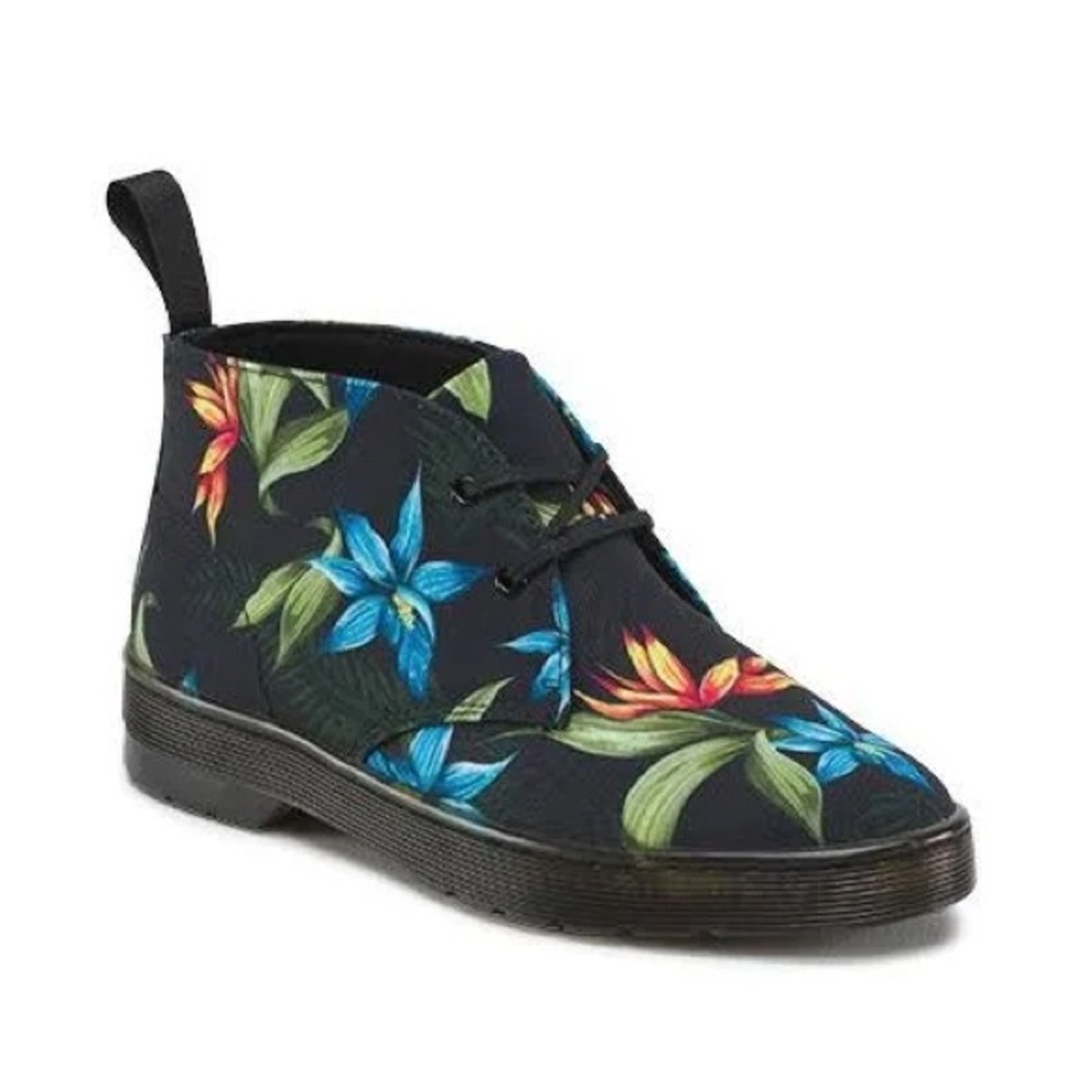 Dr Martens Daytona Black Hawaiian Floral Canvas Ankle Bootie